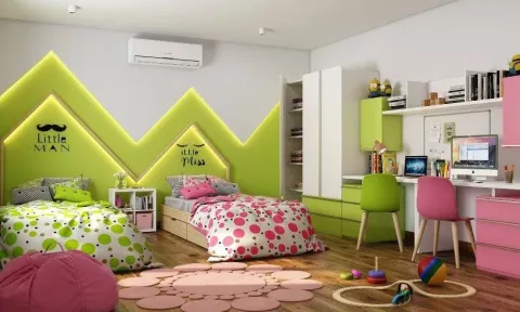 Playful Scandinavian Twin Bedroom