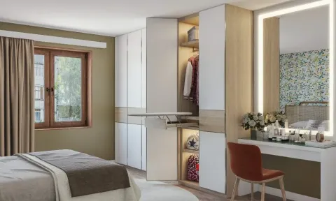Master Dressing Island with Glass Top Vitrine
